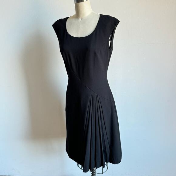 CALVIN KLEIN Black Sleeveless Dress w/ Pleated Skirt - Picture 2 of 8